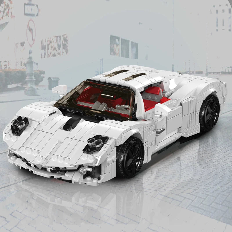 Mould King 10196, coches de juguete técnicos, coche de carreras deportivo Utopia blanco