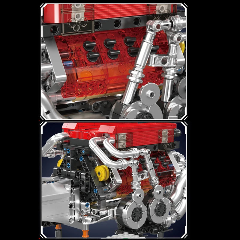 Mould King 10163 juguetes de motor técnico el supercoche BGT con motor rojo W16