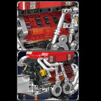 Mould King 10163 juguetes de motor técnico el supercoche BGT con motor rojo W16
