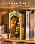 Kits Robotime Book Nook, Venecia Romántica con Luces LED, Rompecabezas 3D de Madera, Sujetalibros, Casa en Miniatura para Adultos