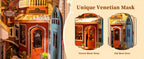 Kits Robotime Book Nook, Venecia Romántica con Luces LED, Rompecabezas 3D de Madera, Sujetalibros, Casa en Miniatura para Adultos