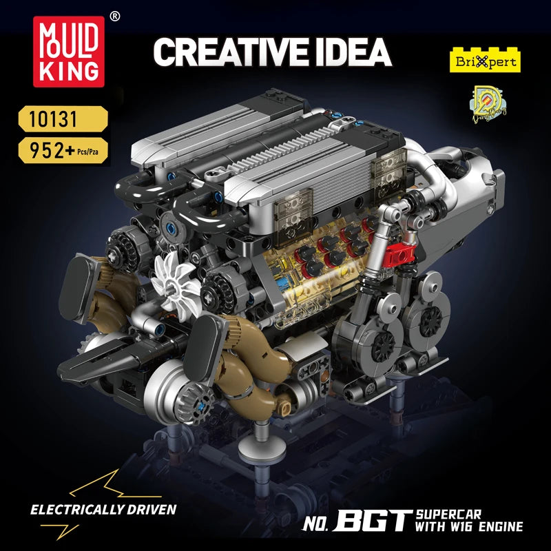Mould King-bloques de construcción de piezas de coche técnico, motor W16 para BGT, supercoche