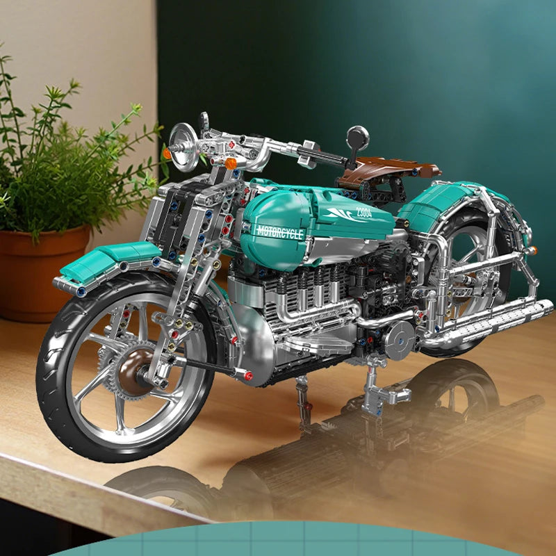 Mould King 23004 juguetes de coche técnico, conjunto de bloques de construcción de motocicleta American Cruise