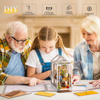 Robotime-Kit de construcción 3D de cobertizo de jardín para adultos, Kit de construcción de casa en miniatura con muebles y lámpara LED, rompecabezas