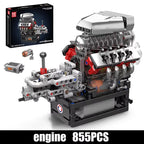 Mould King 10225, juguetes de motor técnico, conjunto de bloques de construcción de motor motorizado V8