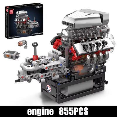 Mould King 10225, juguetes de motor técnico, conjunto de bloques de construcción de motor motorizado V8