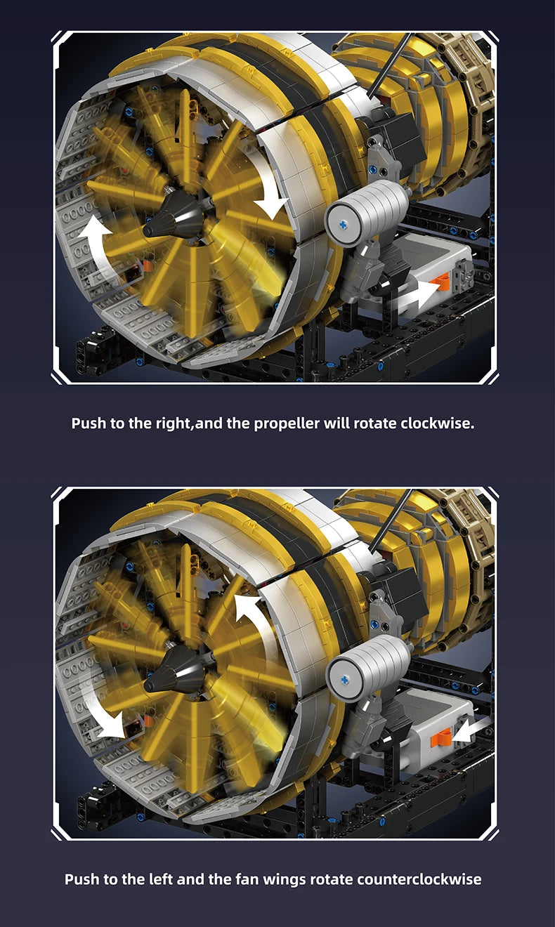 Mould King 10141-bloques de construcción de automóviles técnicos, conjunto de modelo de Motor de avión motorizado
