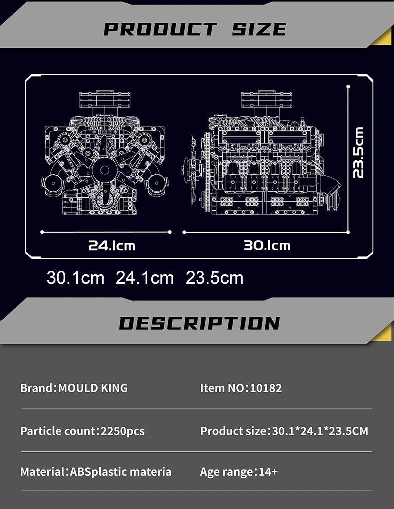 Mould King 10182: motor V8 para automóviles