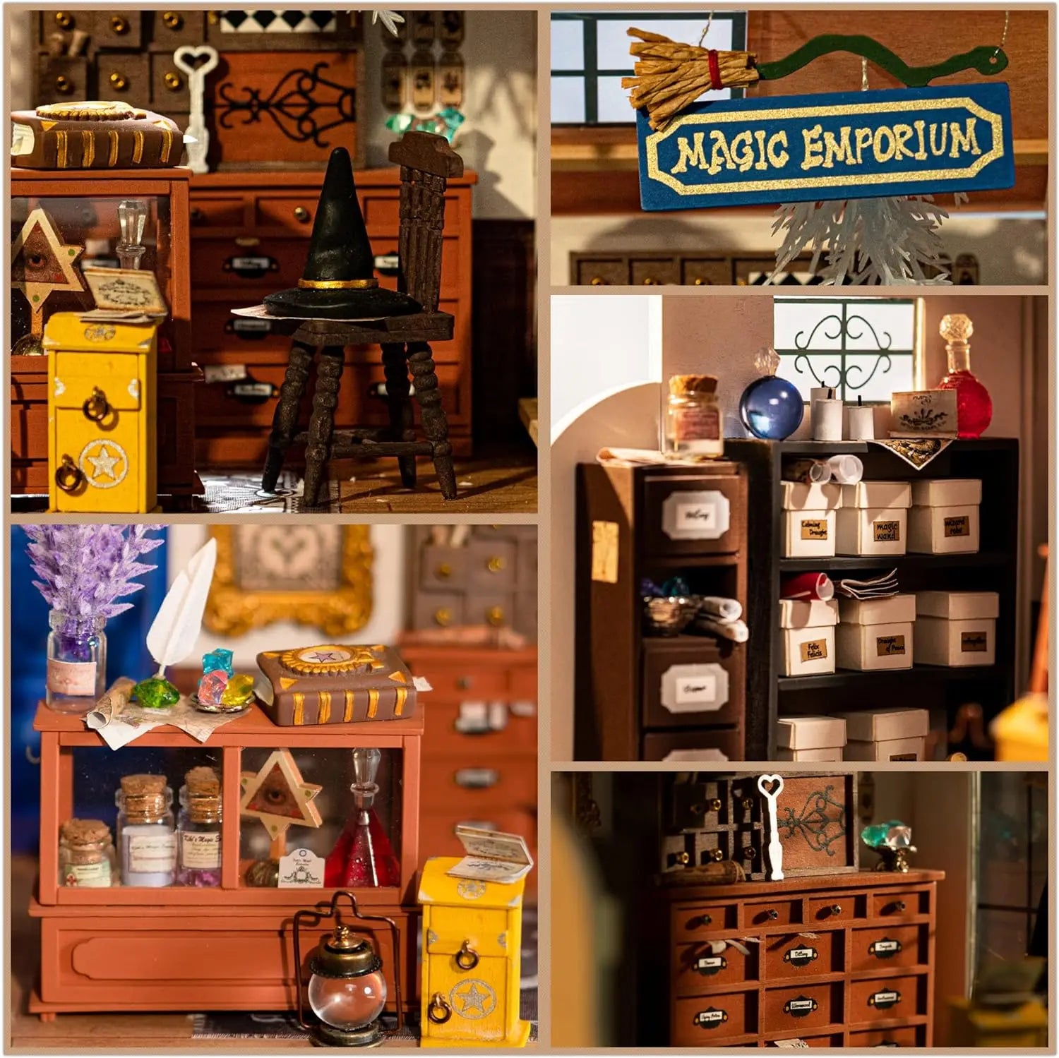 Robotime Rolife DIY casa de muñecas Kiki's Magic Emporium adorno decorativo niños miniatura fantasía casa de muñecas mágica Kit de madera de juguete