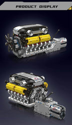 Mould King 10202 juguetes de motor de coche técnico el supercoche motorizado V12 + bloques de construcción de transmisión