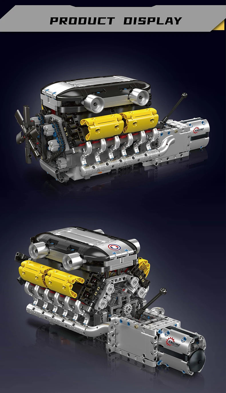 Mould King 10202 juguetes de motor de coche técnico el supercoche motorizado V12 + bloques de construcción de transmisión