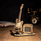 Robotime ROKR guitarra eléctrica rompecabezas de madera 3D para niños adultos montaje juguetes creativos juego de bloques de construcción para regalos de navidad