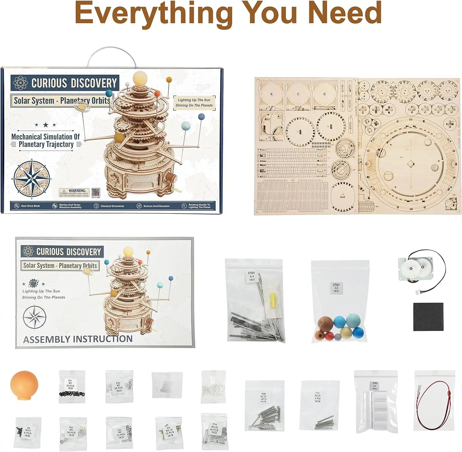 Robotime-construcción de un modelo de madera para niños y adultos, Rokr 316, piezas, giratorio, mecánico, orrity, bricolaje, bloques de construcción, Kits, juguete, regalo, ST001