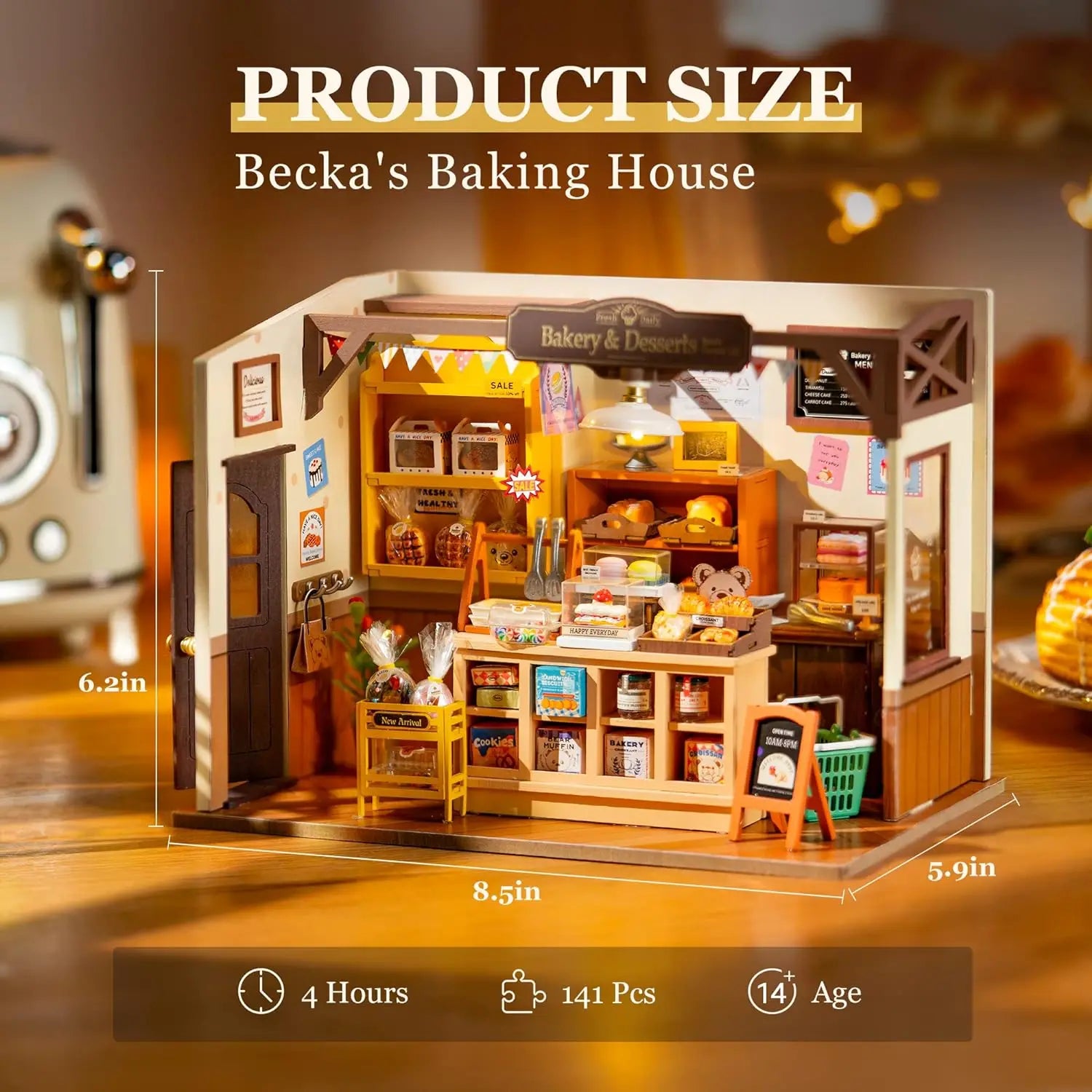 Robotime Rolife Becka's Baking House Rompecabezas 3D DIY Kit de casa de muñecas en miniatura Regalo increíble para niños DG161