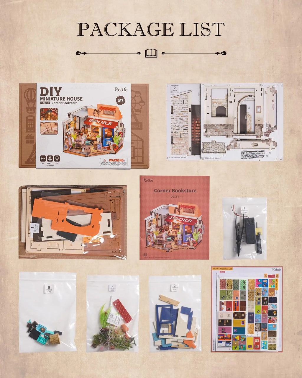 Robotime Kit de casa en miniatura, librería de esquina para casa de muñecas DIY con LED, kits de manualidades para casa de muñecas para adultos, cumpleaños para mujeres y niños