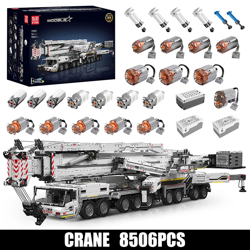 Mould King 17007 17008 Camión Técnico de Juguete, Grúa Liebherr LTM 11200 RC, Bloques de Construcción, Ladrillos