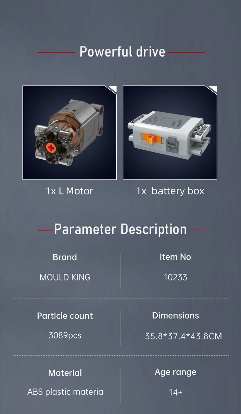 Mould King 10233, juguetes técnicos para motor de coche, bloques de construcción de motor de aviación