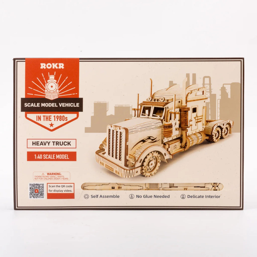 Robotime Rokr coche clásico 3D rompecabezas de madera tren ejército Jeep camión pesado coche Vintage escala 1:15 Kits de construcción de modelos para niños