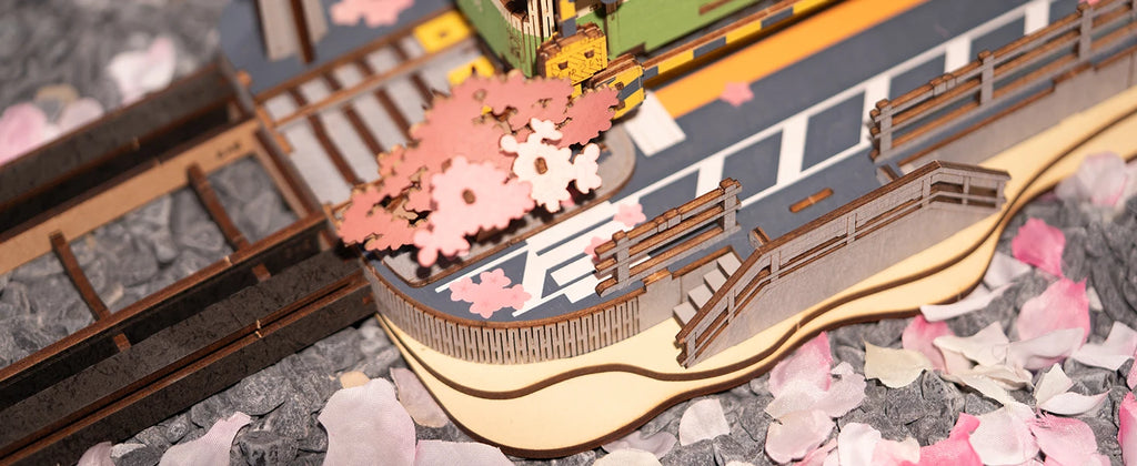 Robotime-rompecabezas 3D Sakura Journey, modelo DIY, juguete de construcción con luz LED, Kits de artesanía de madera, Hobby de Tram para niños, regalo de rompecabezas