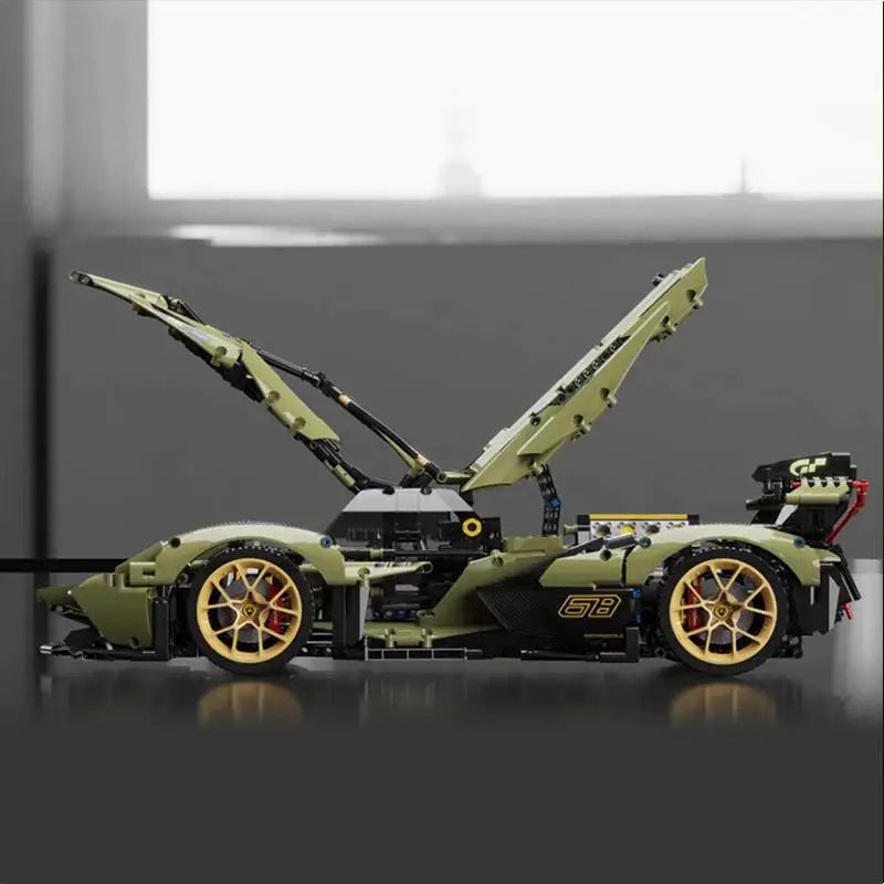 Bloques de construcción del superdeportivo técnico Lamb V12, 2527 piezas, escala 1:8, MOC City Speed
