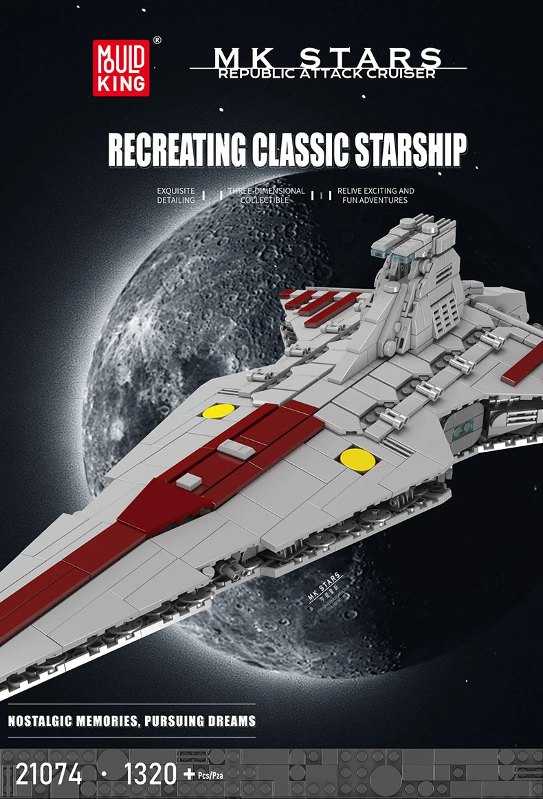 Mould King 21074 Star Plan bloque de construcción la República MOC ataque crucero modelo montaje Star Fighter