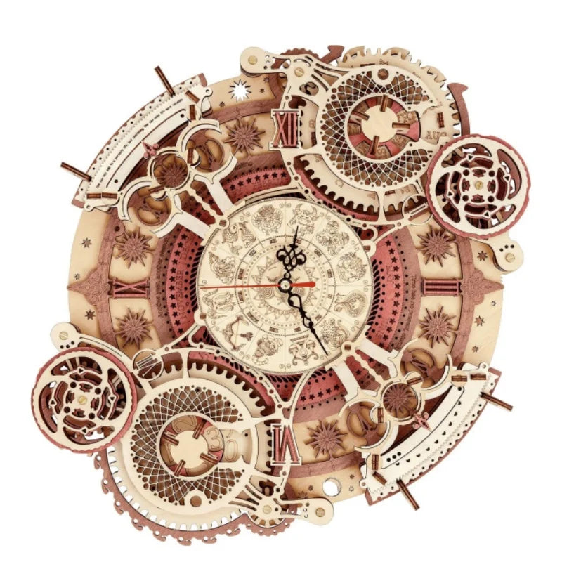 Robotime Reloj de pared Rompecabezas de madera 3D Juego de madera Kits de construcción mecánica Juego de rompecabezas de madera Regalo para niños El mejor regalo de Navidad