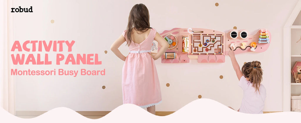 Robotime Robud tablero ocupado de madera juguete de aprendizaje Montessori centro de actividades montado en la pared con engranajes laberinto juguetes de madera regalos