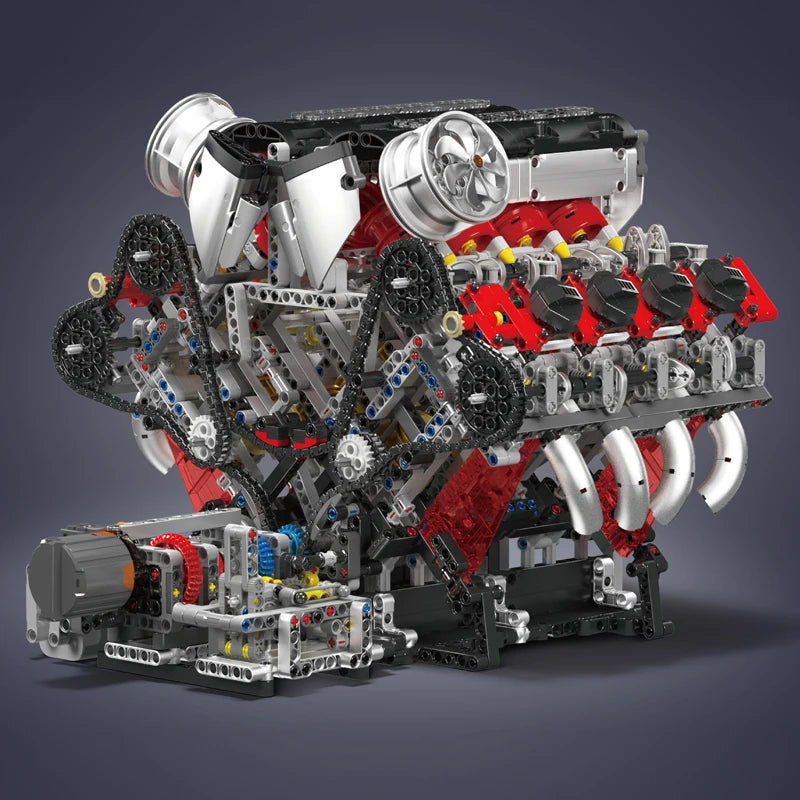 Mould King-juego de ensamblaje de motor V8, F488 supercoche