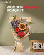 Robotime Rowood Ramo de flores de madera Rompecabezas de madera 3D Kits de manualidades de madera para adultos Decoración del hogar