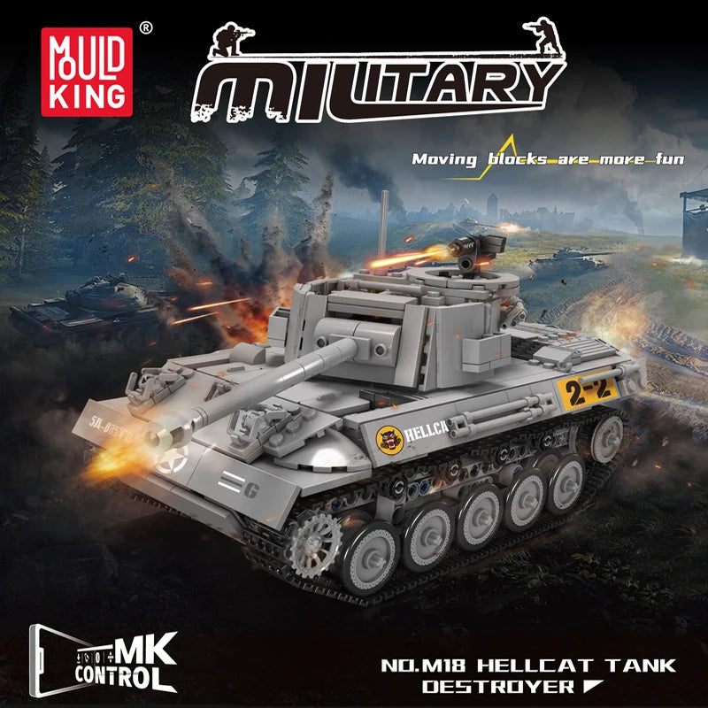 Mould King-tanque militar M18 Hellcat 20032, bloques de construcción, Control remoto, montaje de modelo