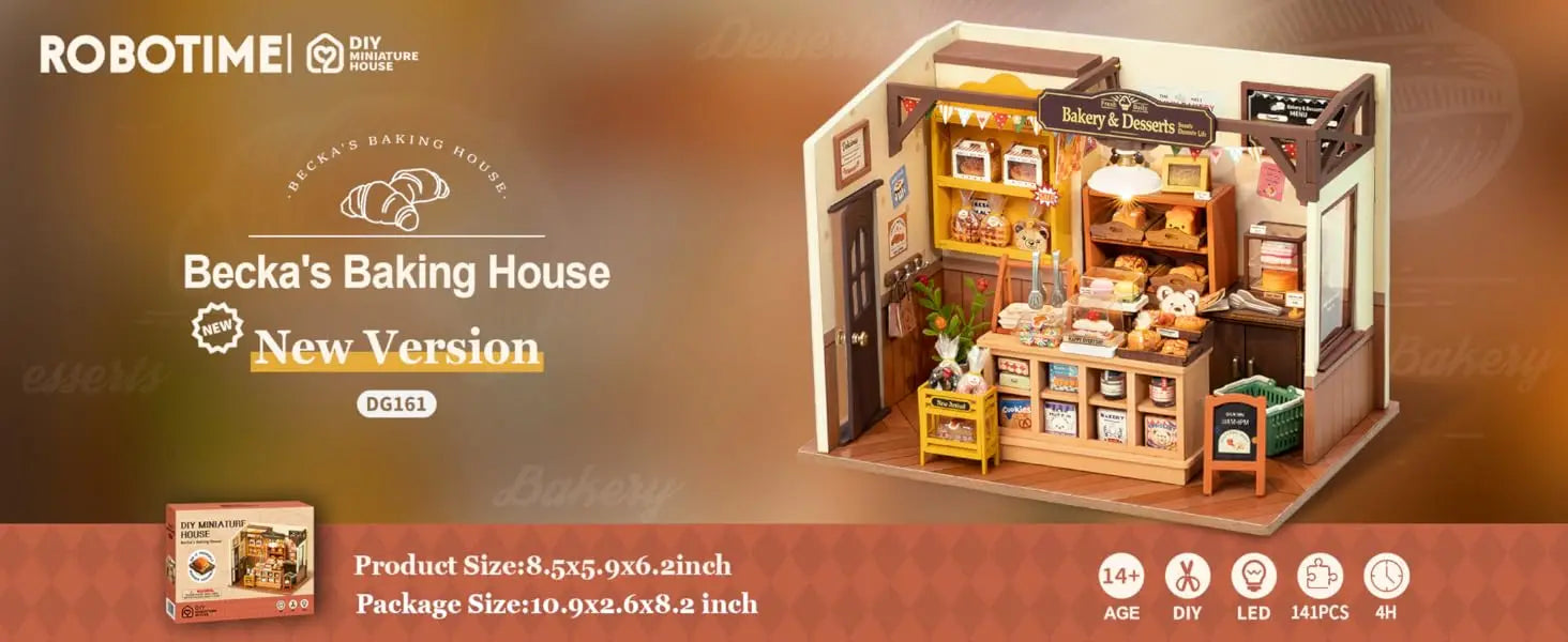 Robotime Rolife Becka's Baking House Rompecabezas 3D DIY Kit de casa de muñecas en miniatura Regalo increíble para niños DG161
