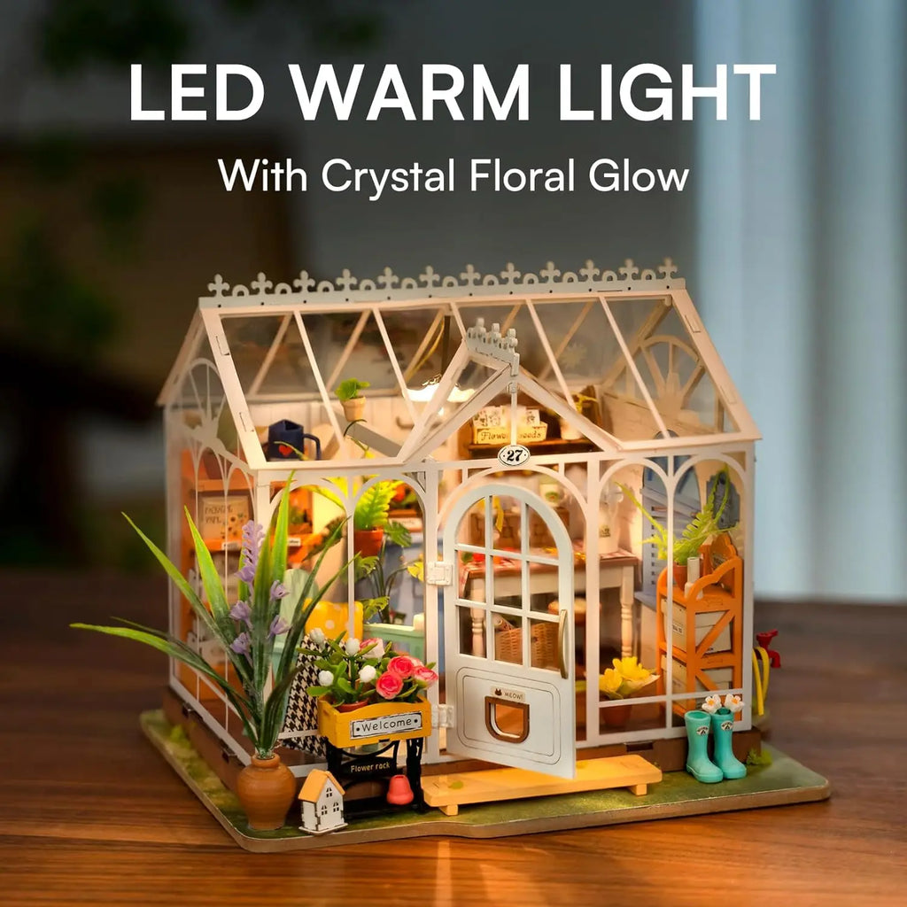 Robotime Rolife-casa de jardín de ensueño, rompecabezas 3D DIY, Kit de casa de muñecas en miniatura, manualidades, pasatiempos, estantería, objetos decorativos