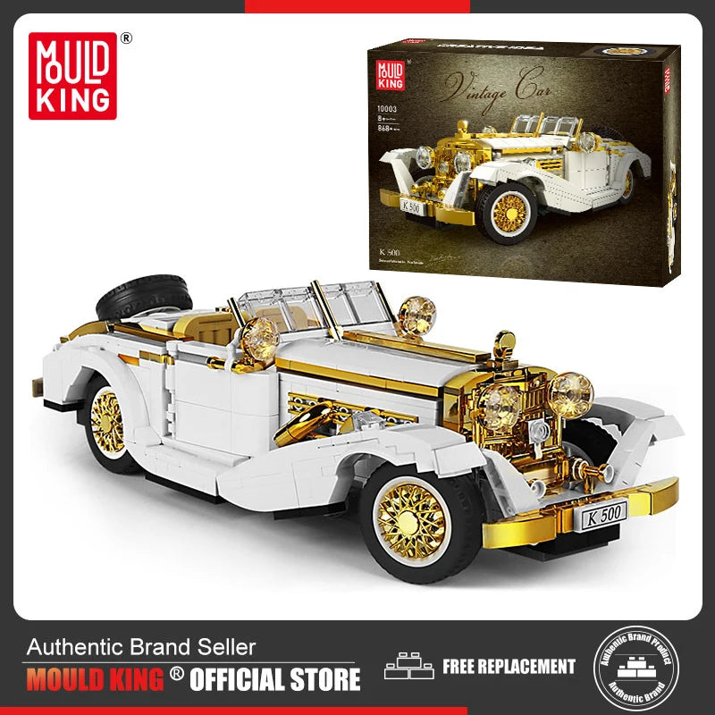 Mould King 10003, bloques de construcción de automóviles técnicos, conjunto de modelos de coches Vintage K500, juguetes de coche antiguo
