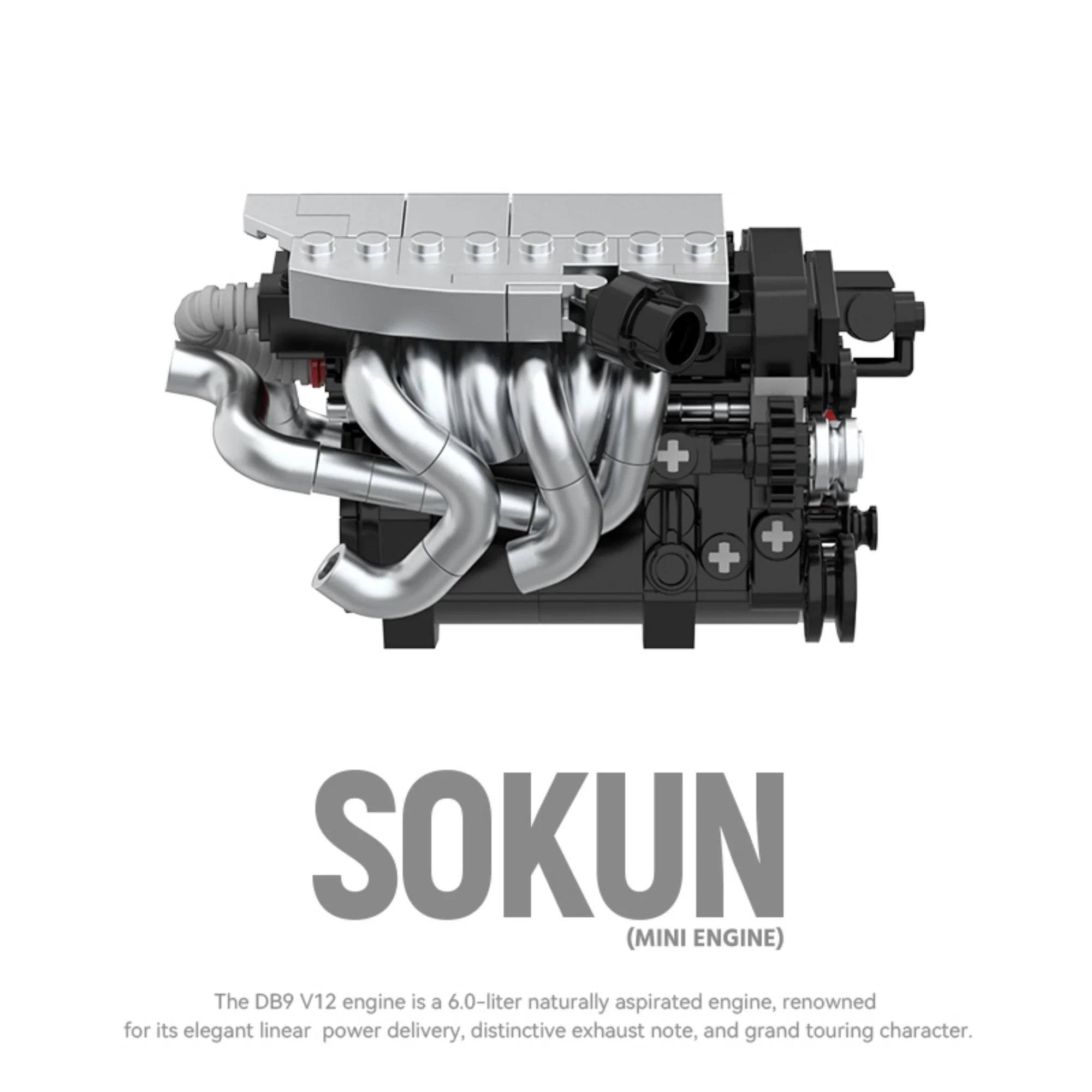 375 Piezas de Bloques de Construcción de Motor DB9V12 PB8869C, Superauto Técnico SOKUN