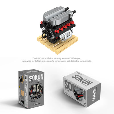 Bloques de Construcción de Motor R8V10, 392 Piezas, PB8869D, Superauto Técnico SOKUN, Ladrillos Decorativos de Motor de Vehículo