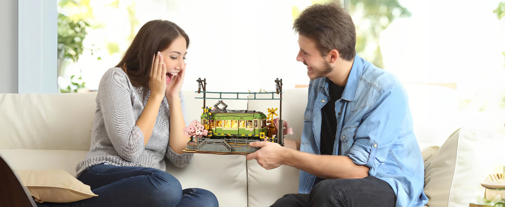 Robotime-rompecabezas 3D Sakura Journey, modelo DIY, juguete de construcción con luz LED, Kits de artesanía de madera, Hobby de Tram para niños, regalo de rompecabezas