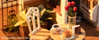 Robotime-casa de muñecas de madera para niños y adultos, conjunto de construcción con muebles en miniatura, LED, café NO.17
