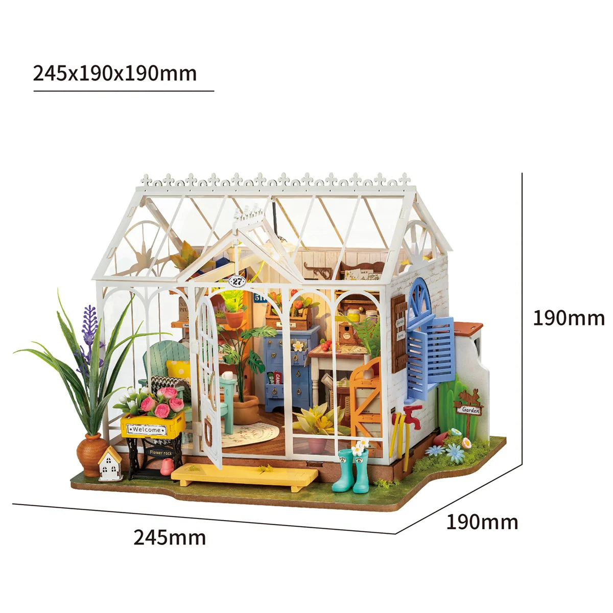 Robotime Rolife-casa de jardín de ensueño, rompecabezas 3D DIY, Kit de casa de muñecas en miniatura, manualidades, pasatiempos, estantería, objetos decorativos
