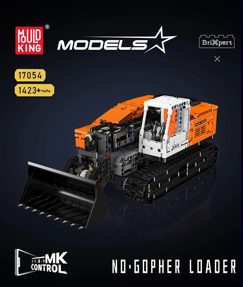 Mould King- ensamblaje de modelo de cargador motorizado, camión