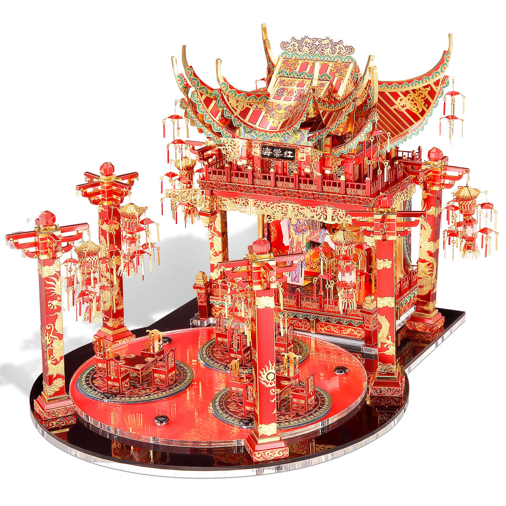 Piececool-rompecabezas de Metal 3D para adultos, modelo de teatro Crabapple rojo