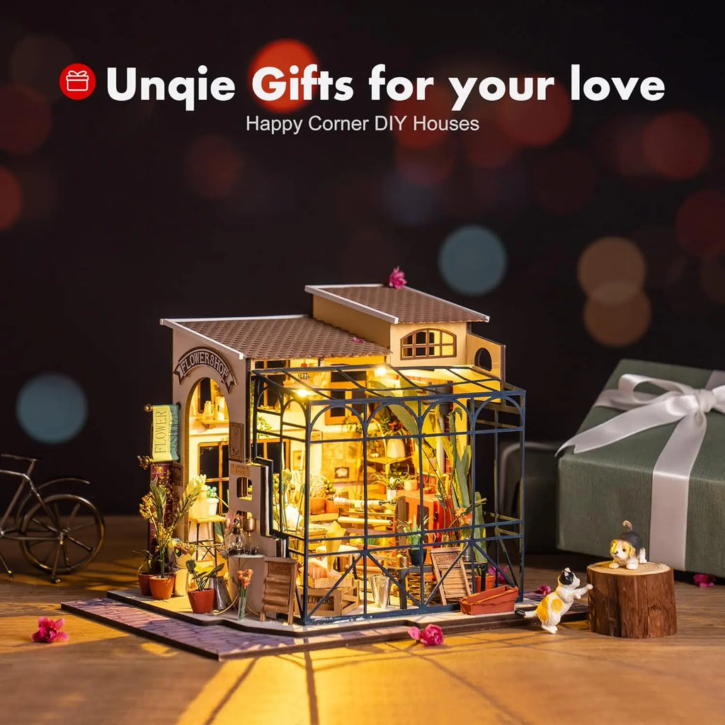 Robotime Rolife DIY Kits de casa de muñecas en miniatura para construir casa de muñecas de madera 3D regalos artesanales para niños el rincón de la felicidad