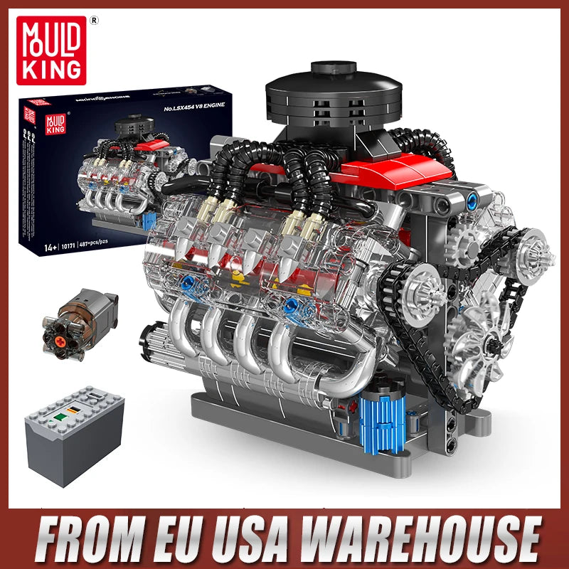Mould King 10171 bloques de construcción de automóviles técnicos motorizados LSX454 V8 motor ladrillo juguetes montaje piezas de modelo de coche niños regalo de Navidad