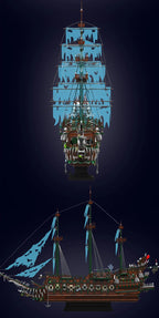 Mould King 13218, barco pirata MOC Flying Ductchman, montaje de bloques de construcción modelo de barco