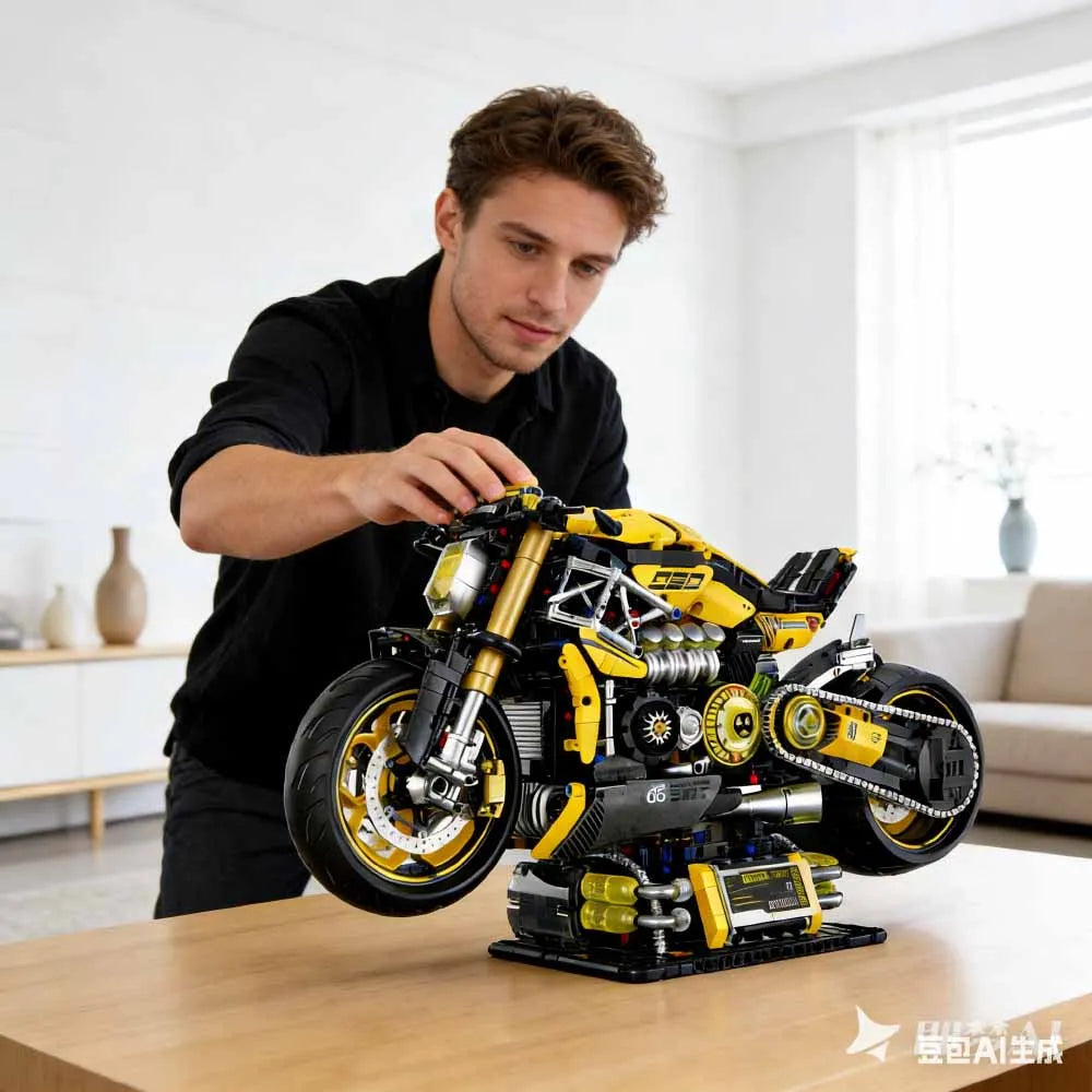 Bloques de Construcción de Motocicleta de Anime Cyberpunk, Modelo Técnico, Escala 1:5, Juego de Ladrillos MOC