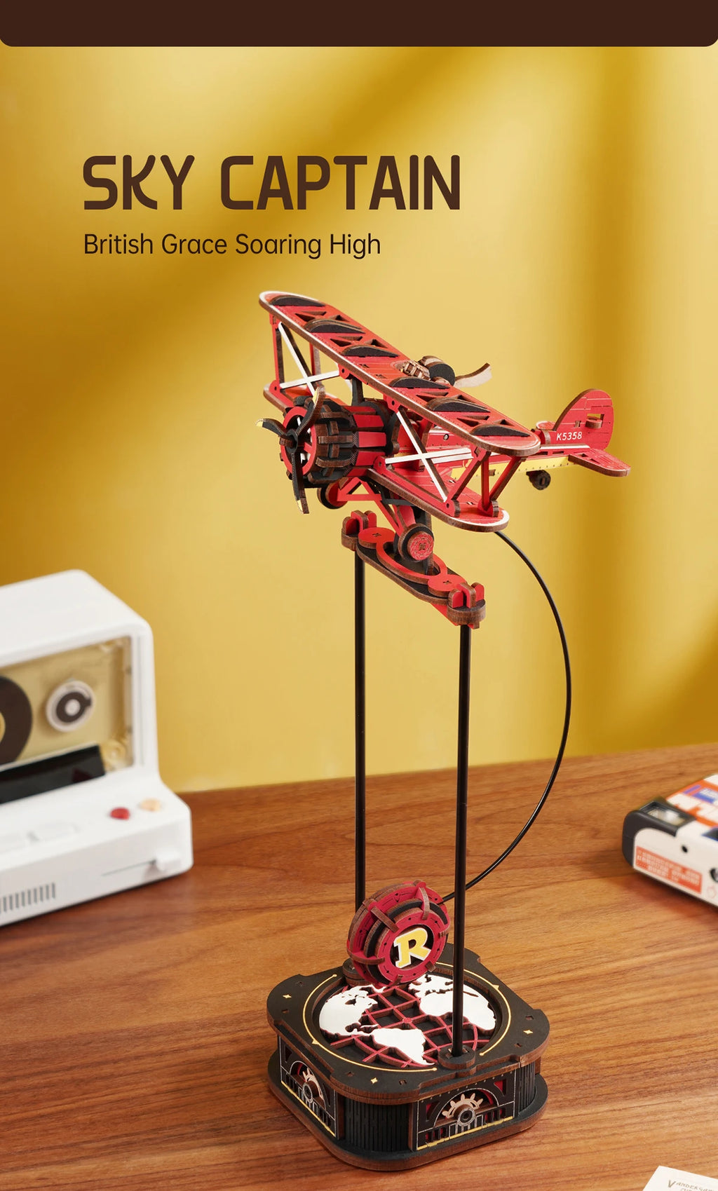 Kit de construcción de modelos Robotime Rokr Gravity Swing, kit de rompecabezas de madera 3D, kit de Papá Noel en trineo, kit de pescador oceánico, los mejores regalos para adultos.