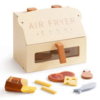 Robotime Robud freidora de aire de madera juego de cocina con accesorios cocinar comida regalo para niños niñas color crema