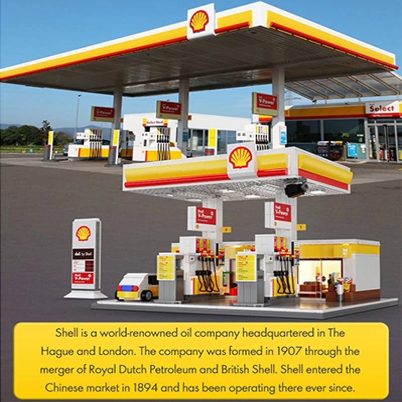 CaDA DIY Shell estación al por menor C66026W estación de gasolina de lavado de coches bloque de construcción de coche