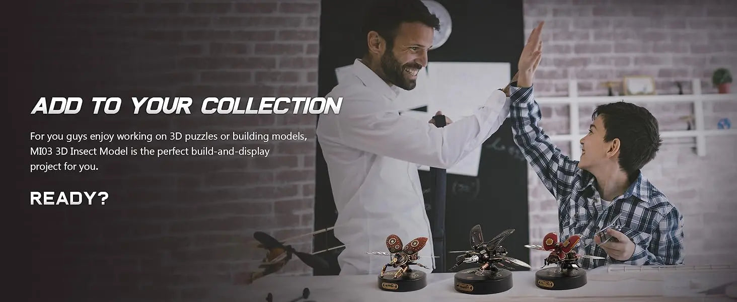 Robotime Rokr-rompecabezas 3D de Metal Stag Beetle, juegos de estilo Punk, regalo de cumpleaños, diseño mecánico de fácil montaje, Juguetes DIY, MI03