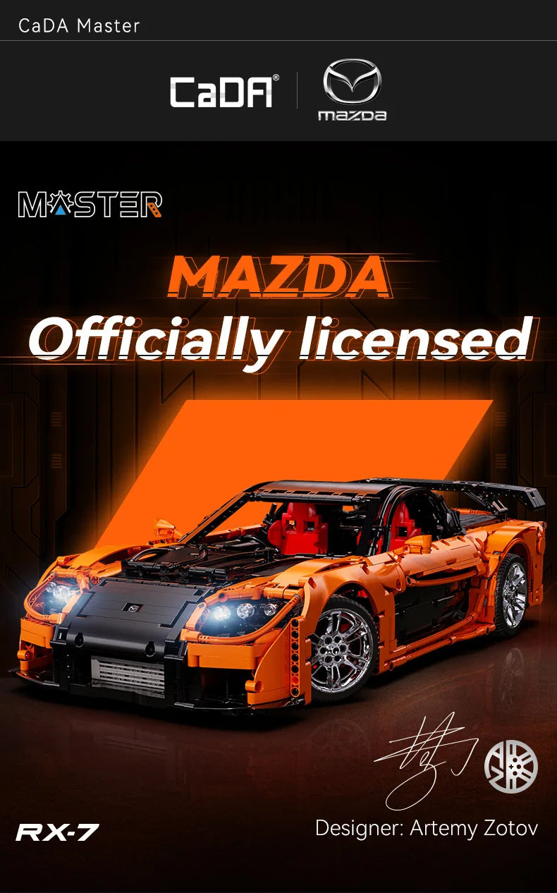 Cada 1:8 diseño MOC Artemy Zotov coche de carreras Mazda RX-7 RC