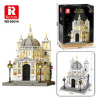 Juego de bloques de construcción de iglesia de Venecia, modelo de punto de referencia arquitectónico con luces LED